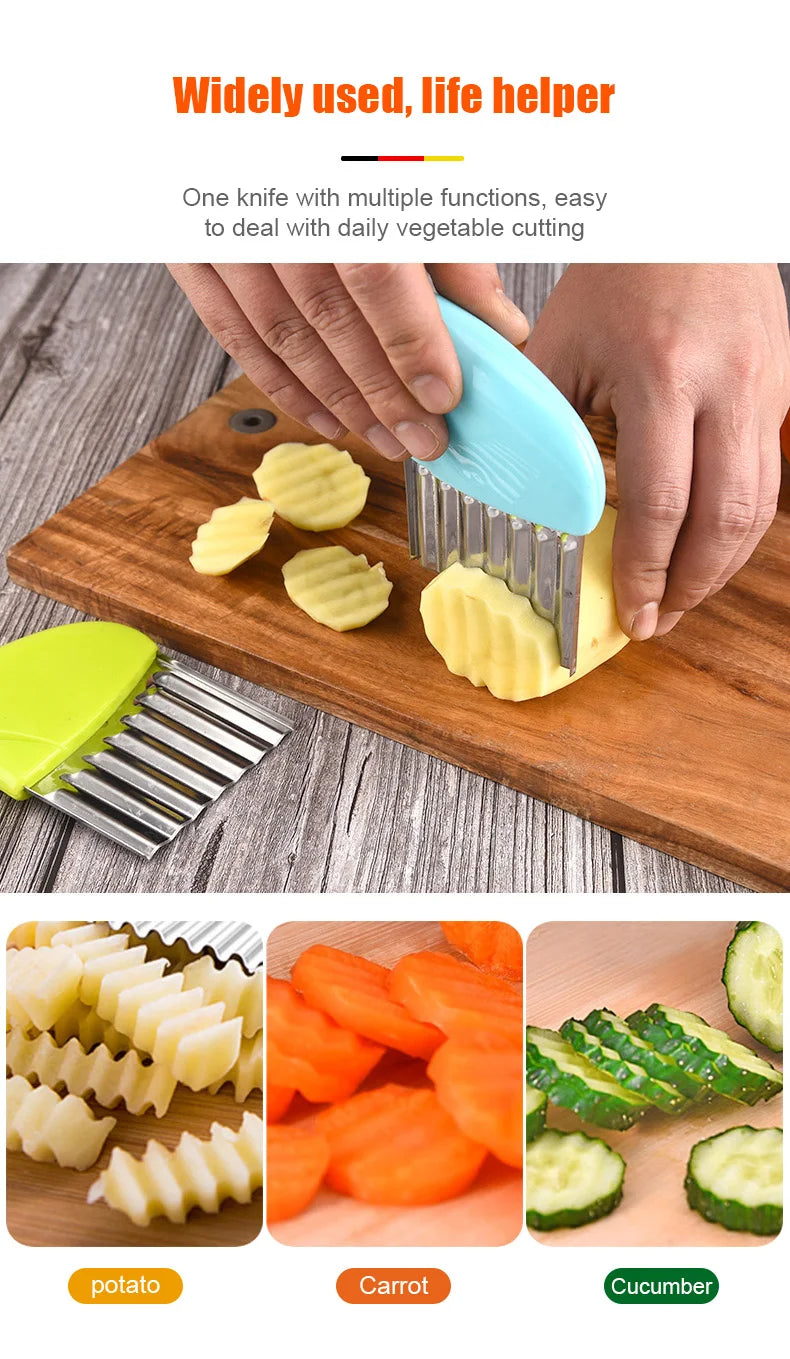 Potato Chip Slicer Vegetable Fruit Corrugated Wavy Knife