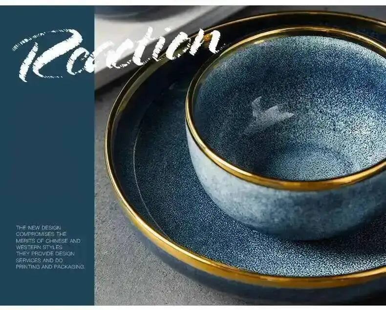 1pcs Ceramic Dishes Steak Dessert Dinner Plate Gradient