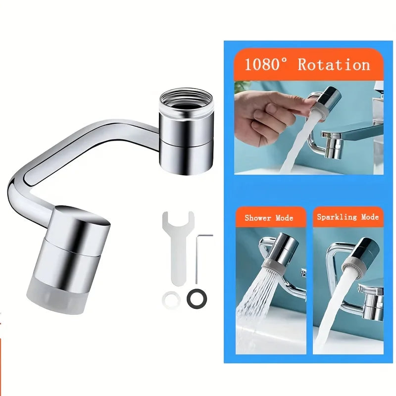 1pc 1080 Swivel Stainless Steel Faucet Extender Splashproof