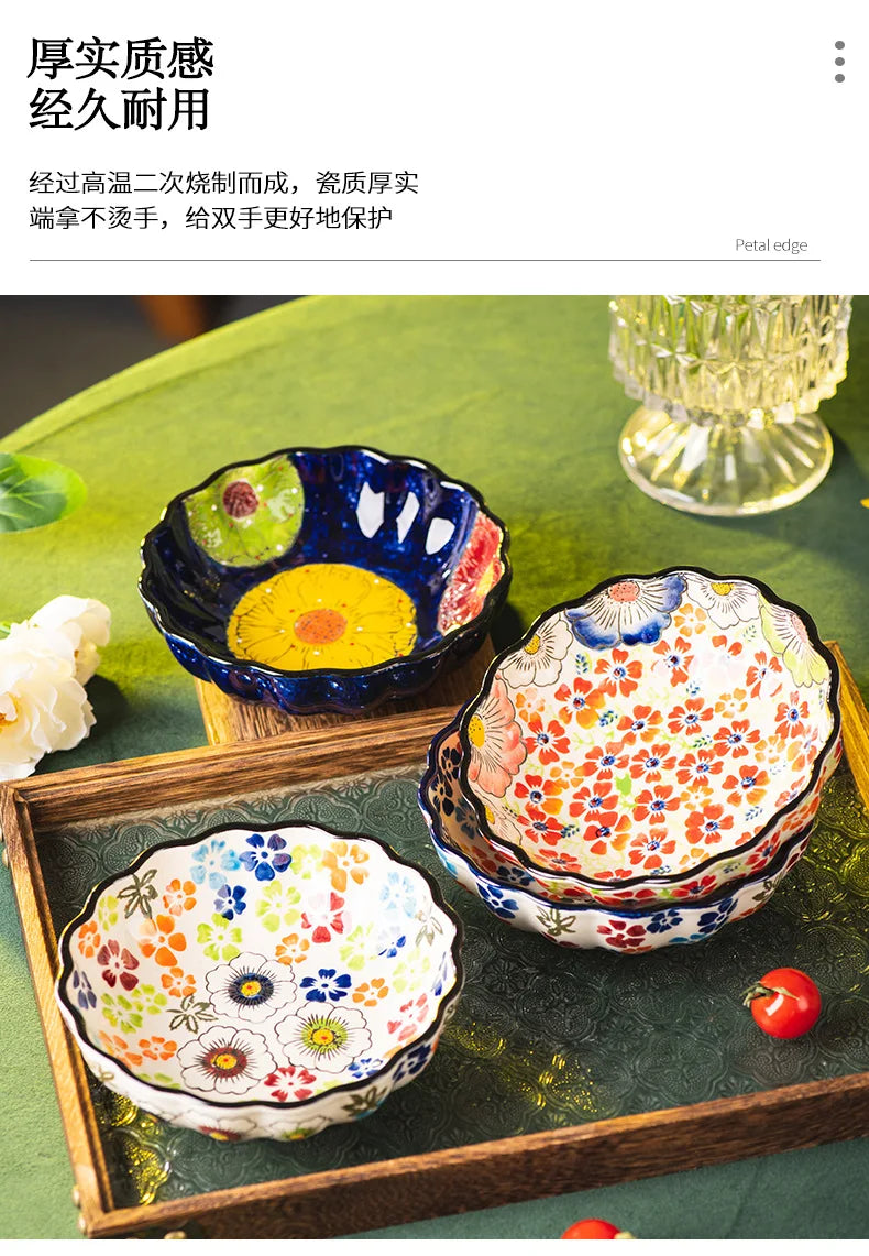 Ceramic Fruit Dessert Salad Bowl Plate Creative Retro