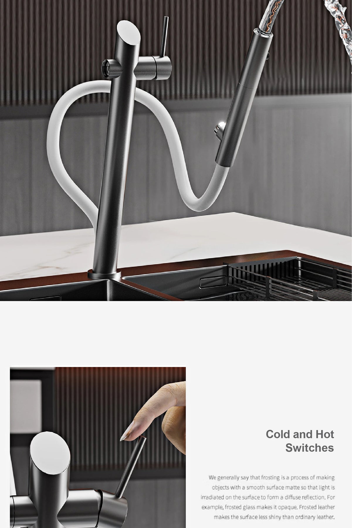 Aitana Luxury Brass Black Faucet Pull-Out Design Dual