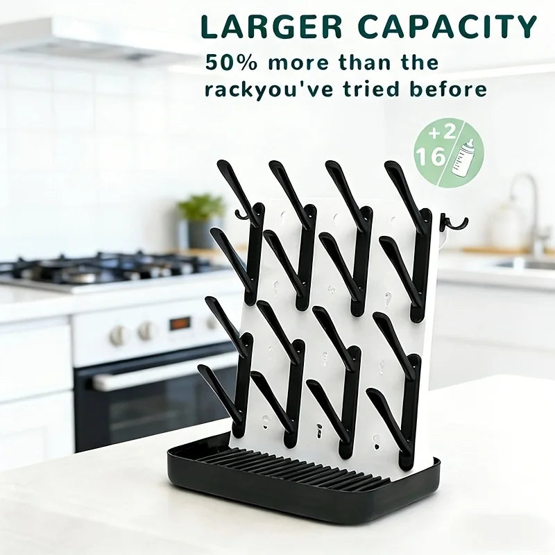 1pc Bottle Drying Rack Vertical Dryer 18 Hooks