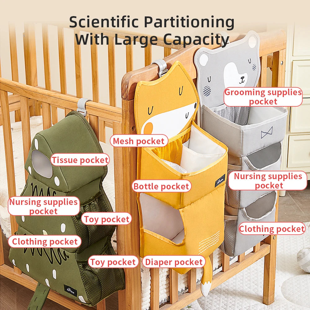 Sunveno Cartoon Baby Crib Hanging Storage Bag Multi-Functional