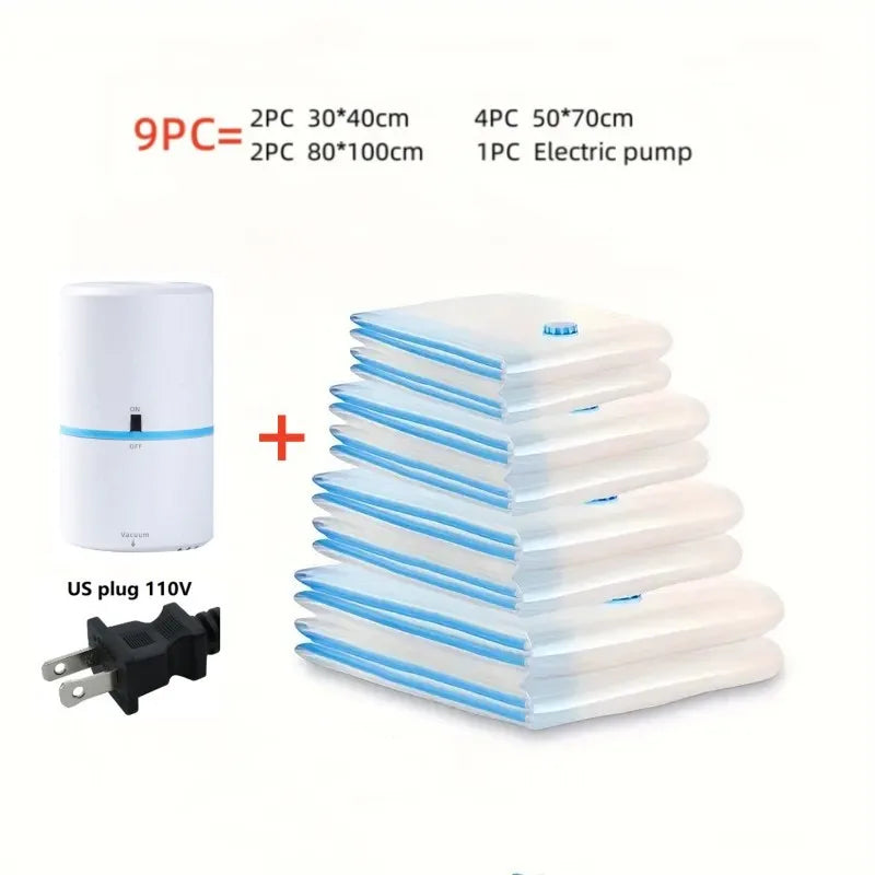 7/9 Pc Compression Bag Electric Pump Travel Vacuum
