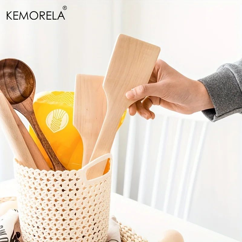 2pcs Natural Wooden Spatula Nonstick Cooking Food Frying