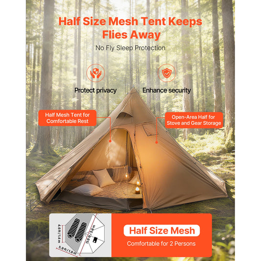 Succebuy Tent Persons Camping Tipi Tents Stove Jack