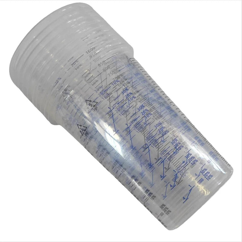 10pcs Disposable Measuring Cups 1000ml Clear Graduated Plastic