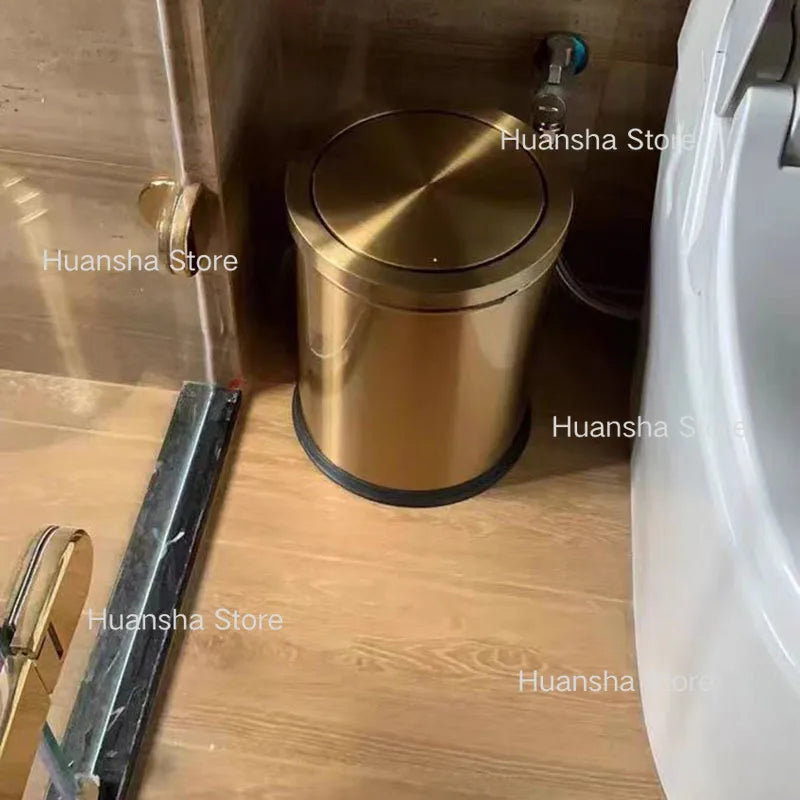 Stainless Steel Trash Can Gold Bathroom Bedroom Recycle