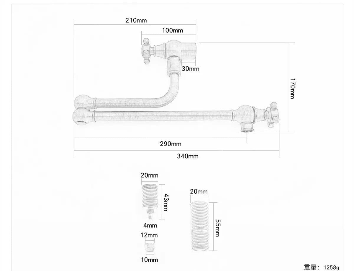 Faucet Brushed Gold Pot Filler Tap Wall Mounted
