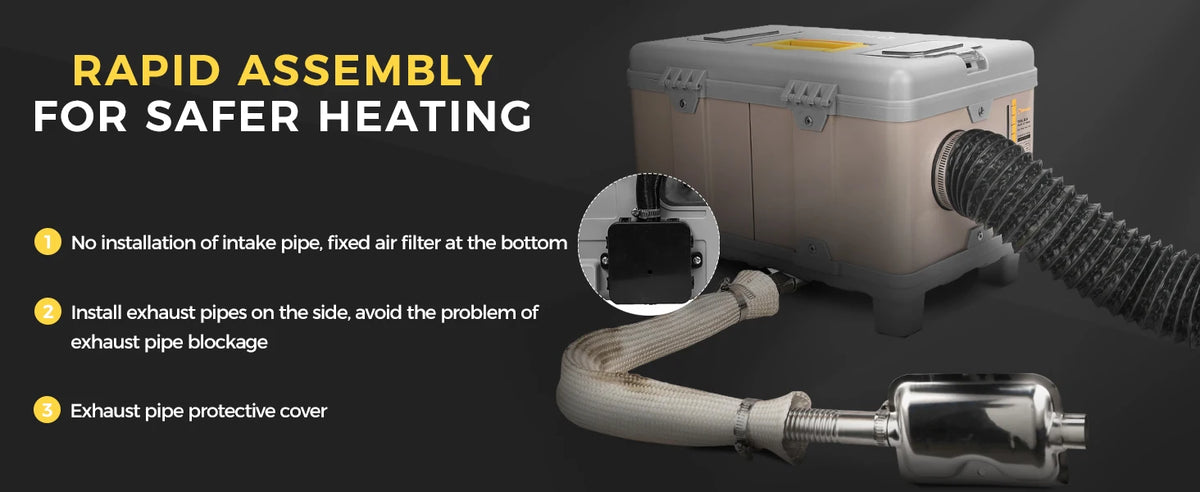 8kw 12v/220v Diesel Air Heater W/ Self-Cleaning &