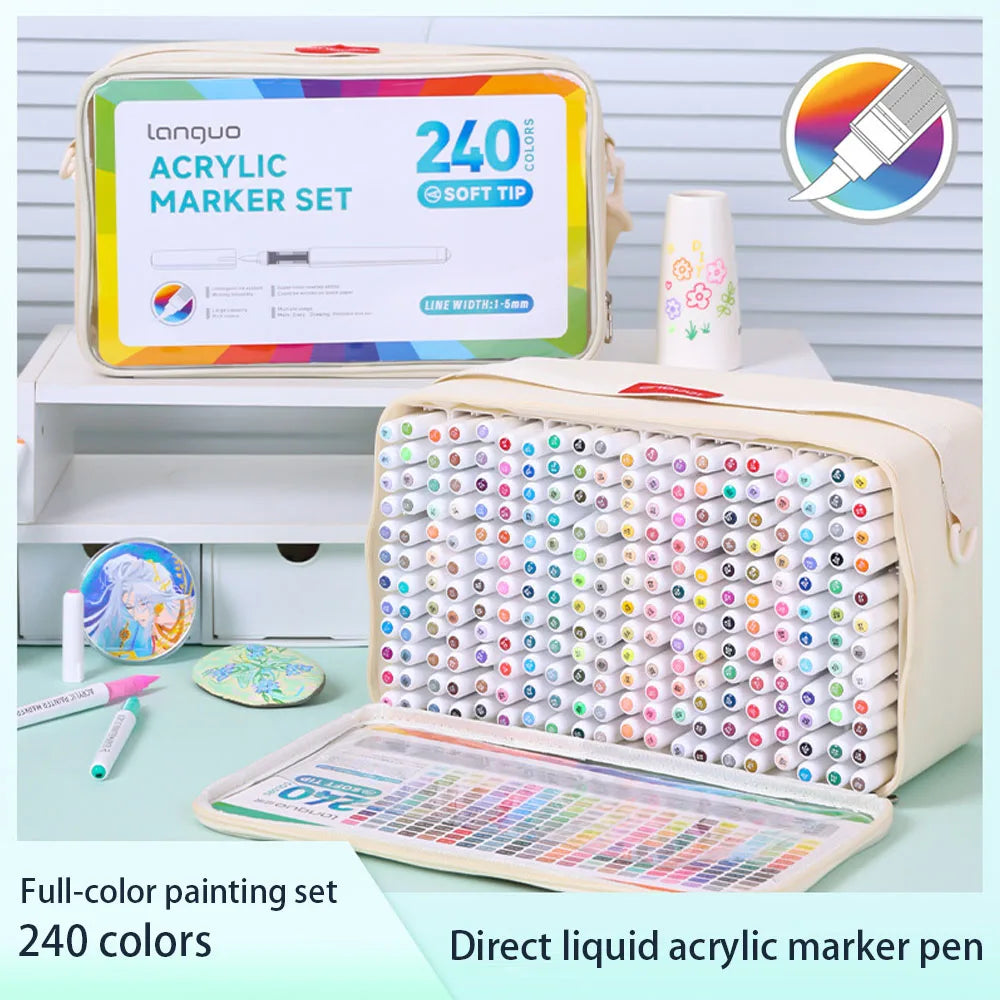 96/192/240 Colors Direct Liquid Acrylic Paint Brush Marker
