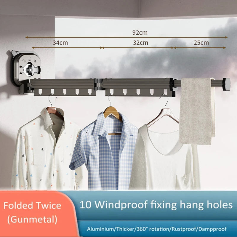 Retractable Drying Rack Suction Cup No Punching Aluminum