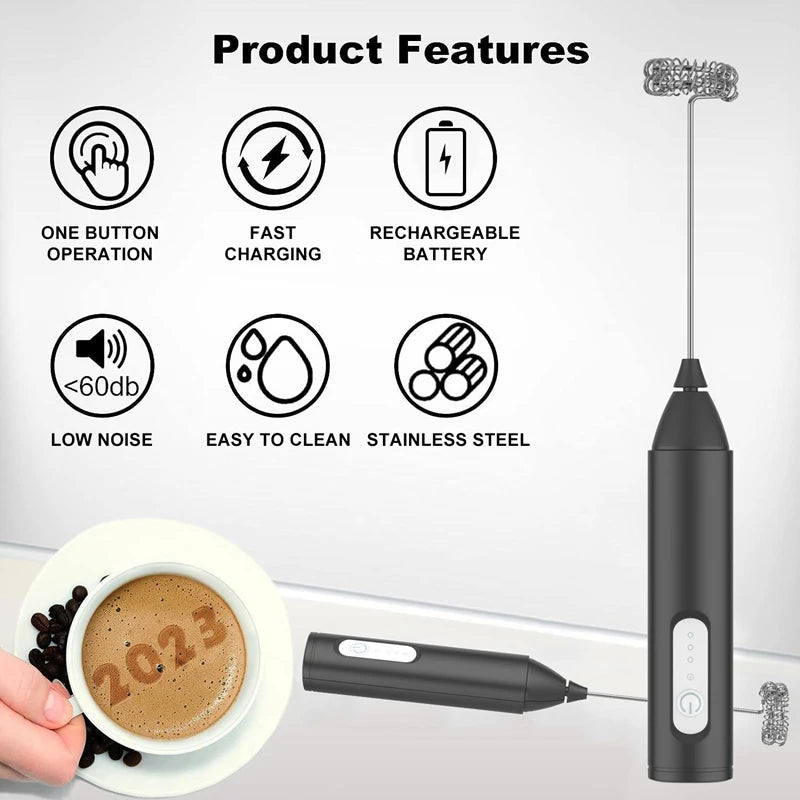 Electric Coffee Milk Foaming Mixer Coffee Creamer Whisk