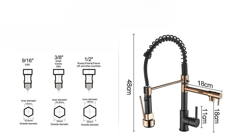 Gold Stainless Steel Faucet Cold Water Mixers Hole