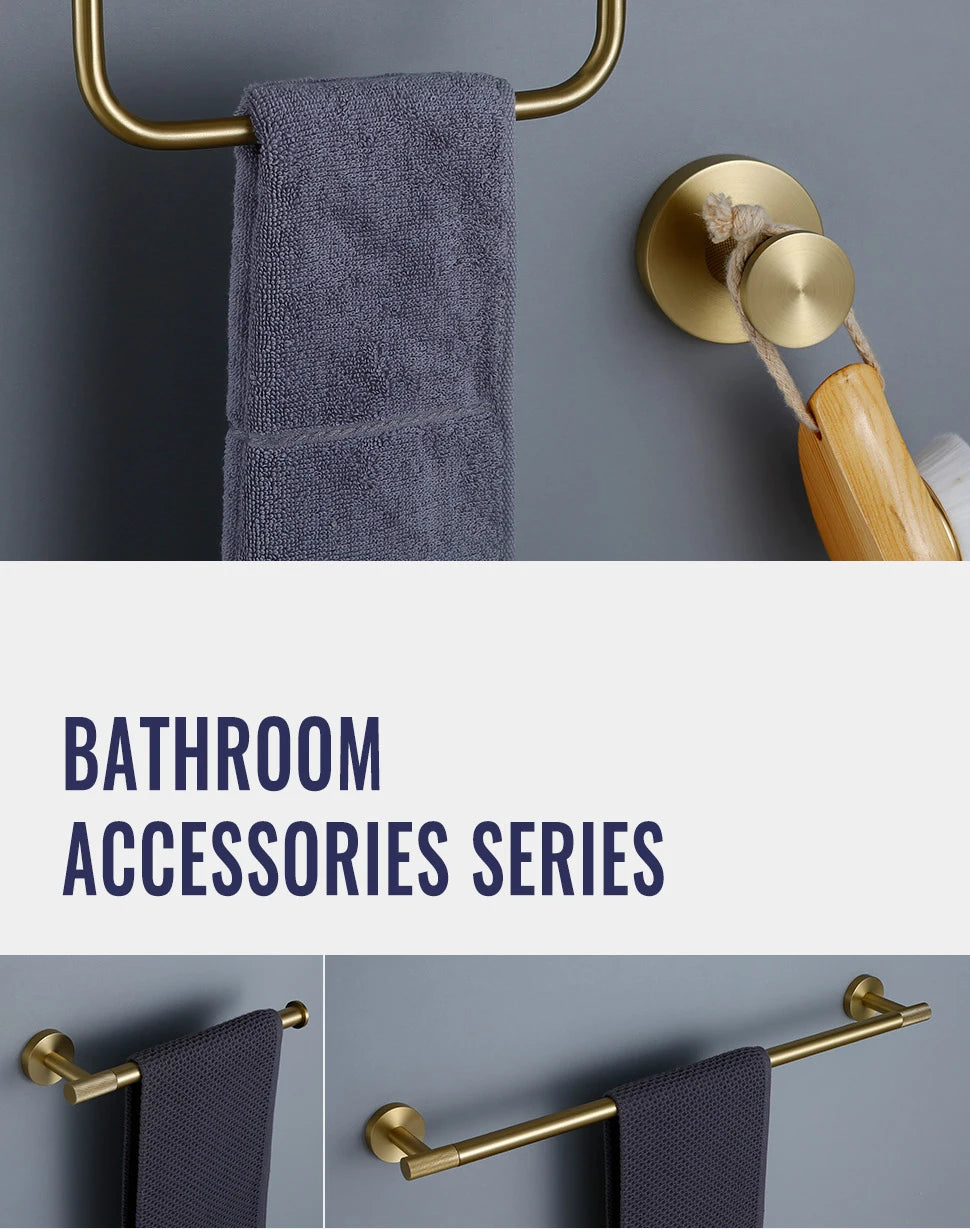 Brushed Gold Towel Rack Knurled Towel Bar Robe