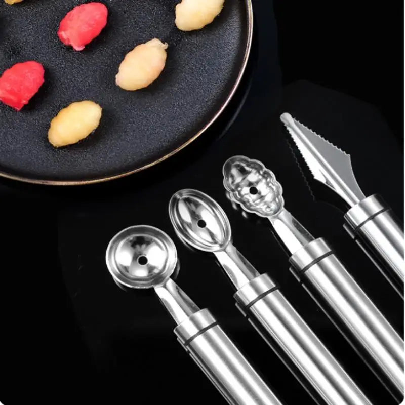 1pcs Fruit Carving Spoon Stainless Steel Waviness Baller