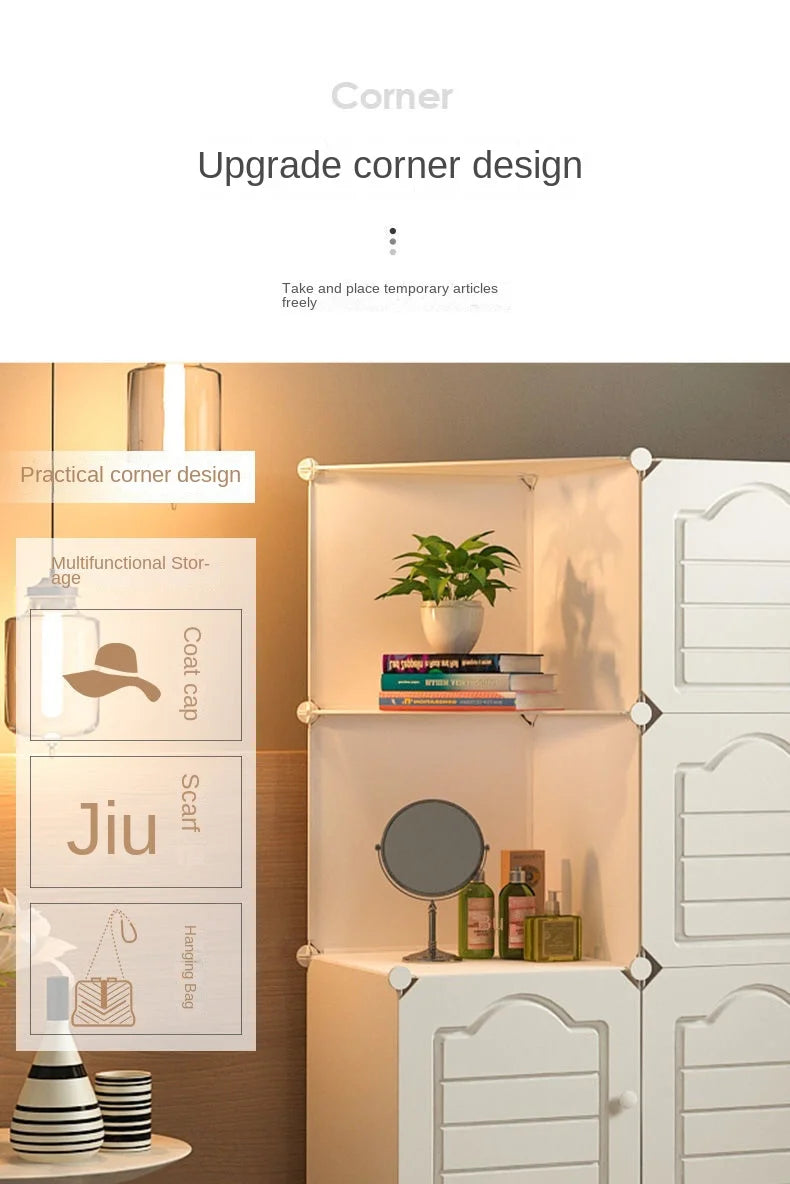 Bedroom Dustproof Clothes Cabinets Plastic Collapsible Durable