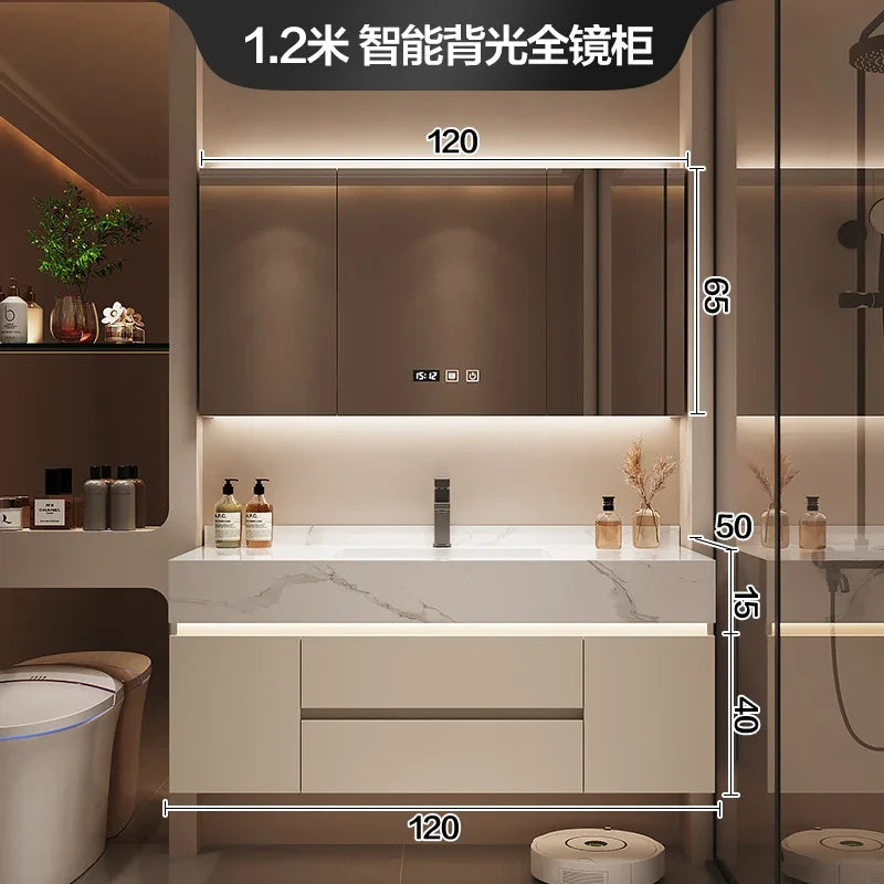 Partitions Storage Bathroom Cabinet Organizer Mirror Wall Shelves