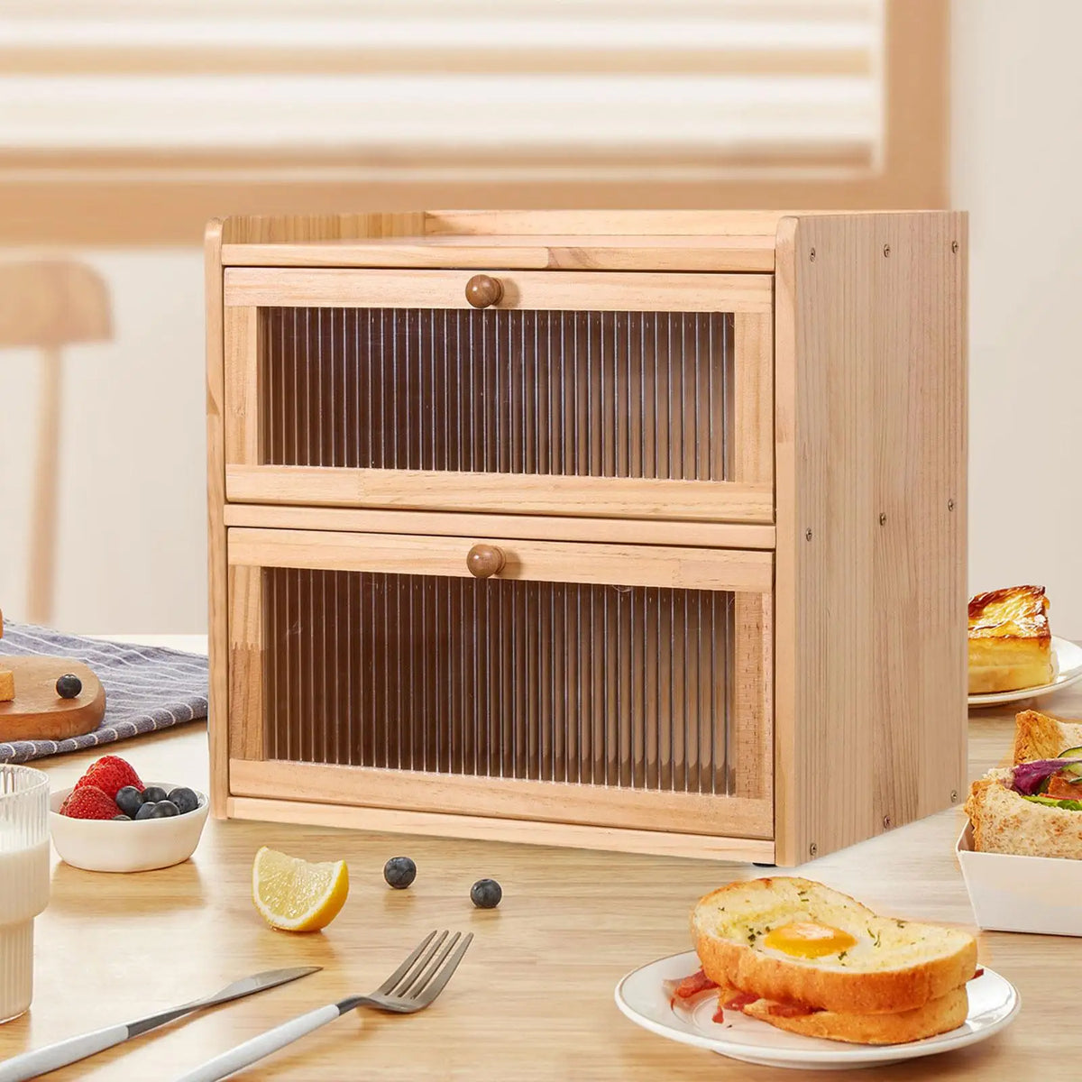 Bread Box Countertop Layer Unique Gift Flip Lid