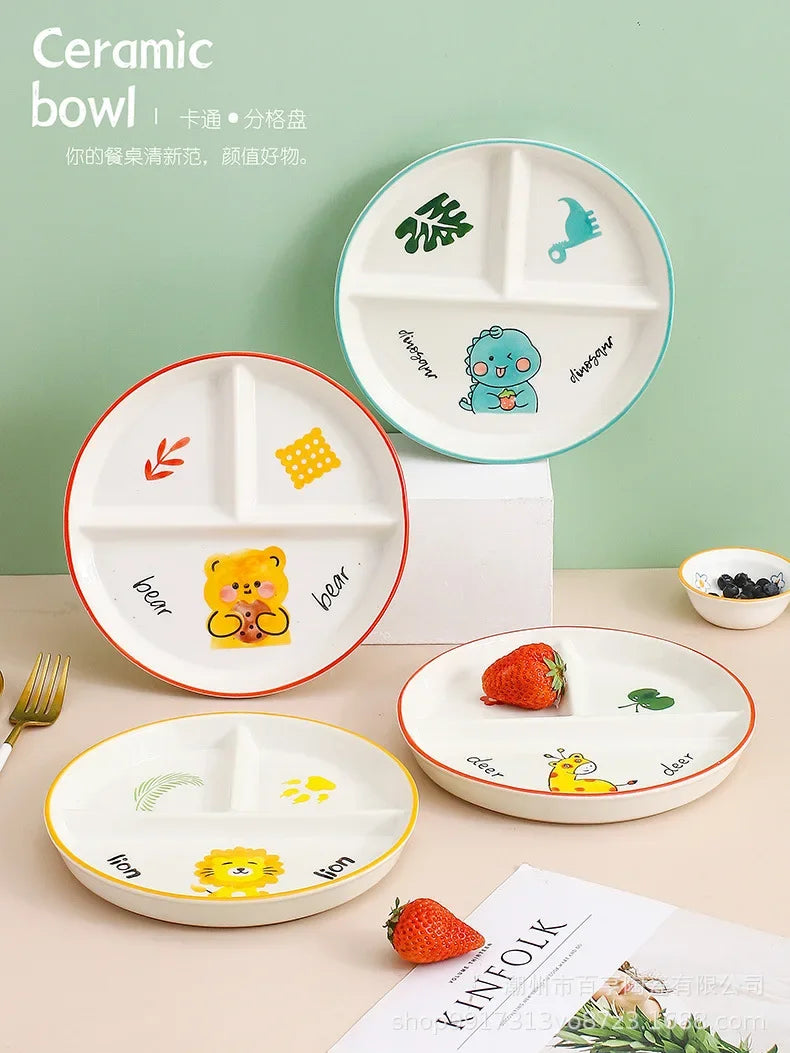 Divider Plate Ceramic Dish Serving Platter Children Tableware