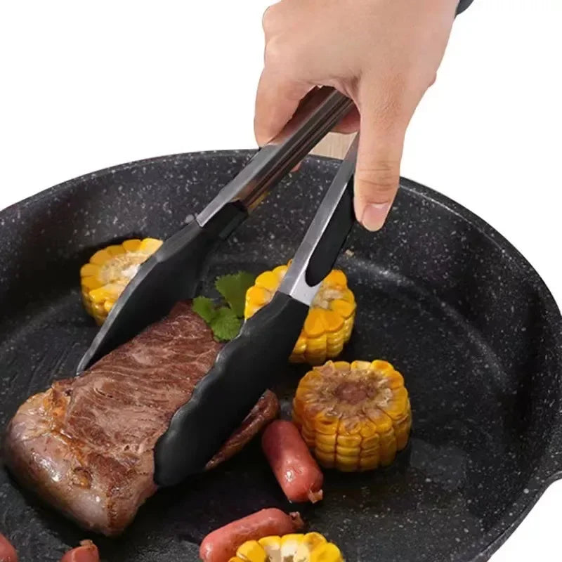 9-Inch Silicone Food Tongs Grill Stainless Steel Food