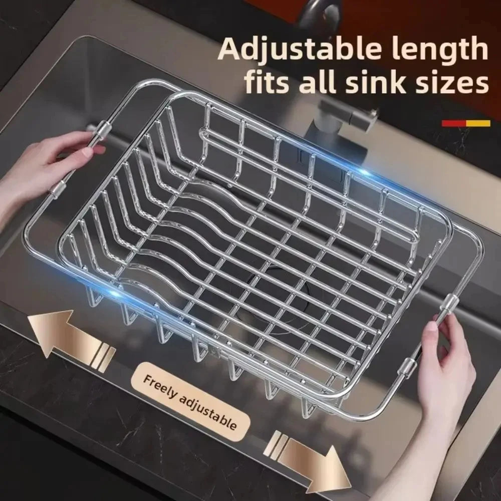 Adjustable Stainless Steel Sink Drain Basket Expandable Over