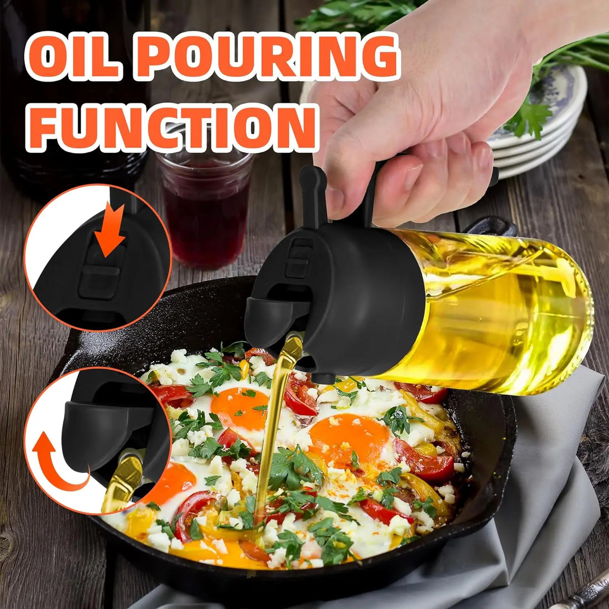 2in1 500ml Glass Oil Sprayer Olive Oil Spray