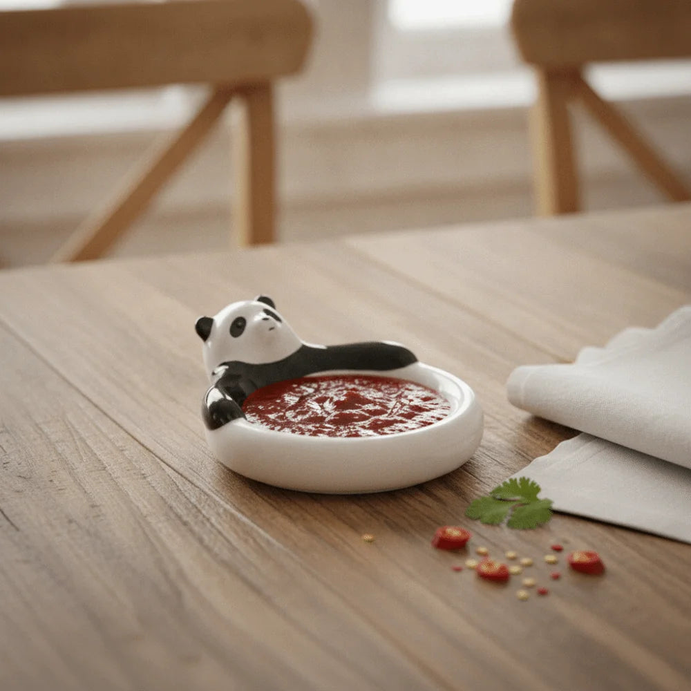 Tableware Ceramic Cartoon Animal Dipping Dishes Round White