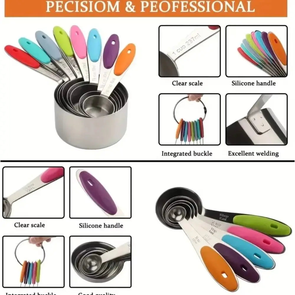 8/13pcs Stainless Steel Measuring Spoons Long Handle Stackable