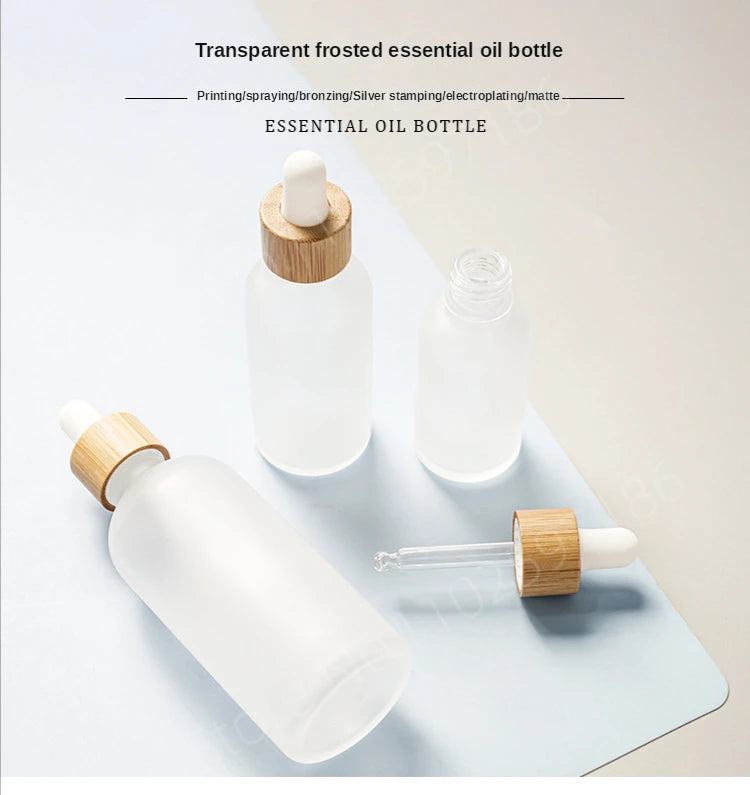 5ml-100ml Dropper Bottle Bamboo Wood Lid Brown Glass