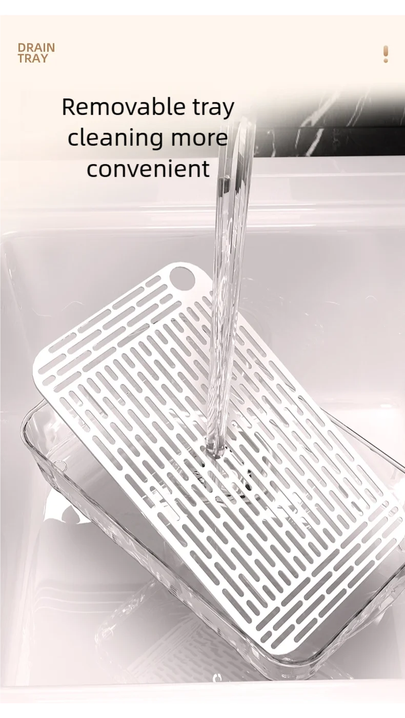 Double-Layer Rectangle Plastic Dish Drainer Fruit Dryer Tray