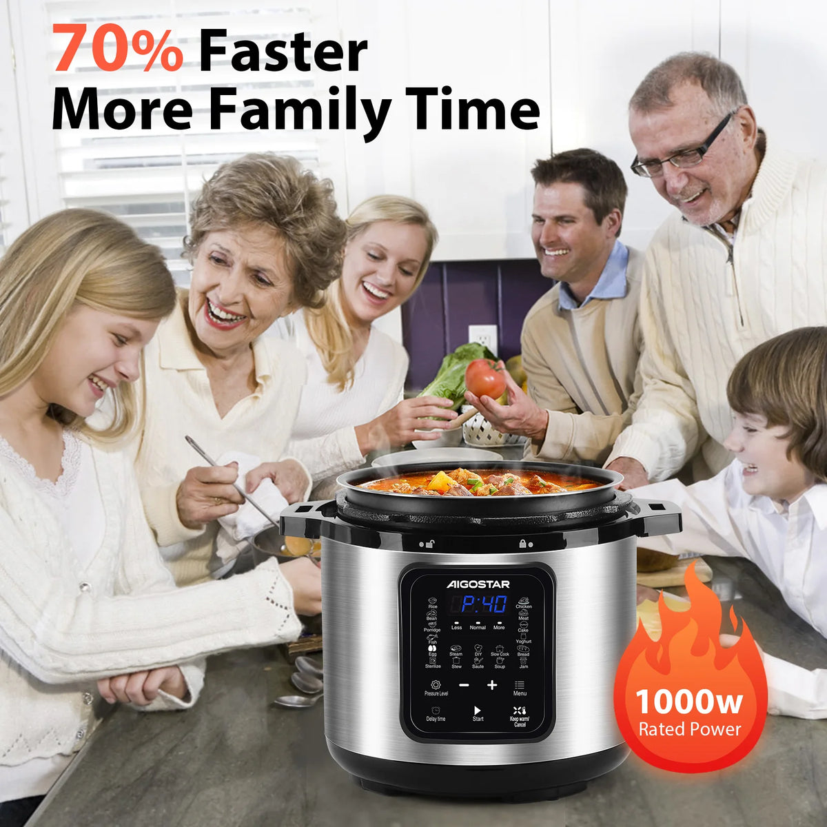 Aigostar 18-In-1 Electric Pressure Cooker Litres Programmable Pot