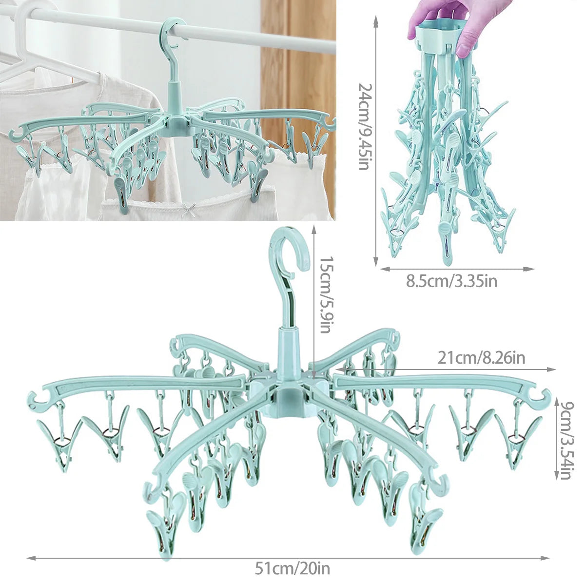 Sock Drying Rack Folding Laundry Clothes Hanger 24