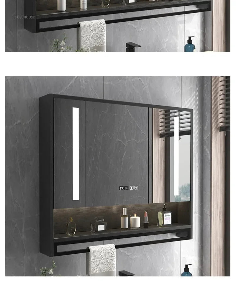Smart Bathroom Mirror Cabinets Wall-Mounted Backlight Anti-Fog