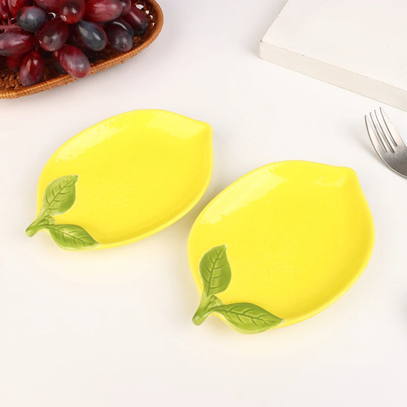 Creative Cartoon Lemon Shaped Ceramic Dish Salad Dish