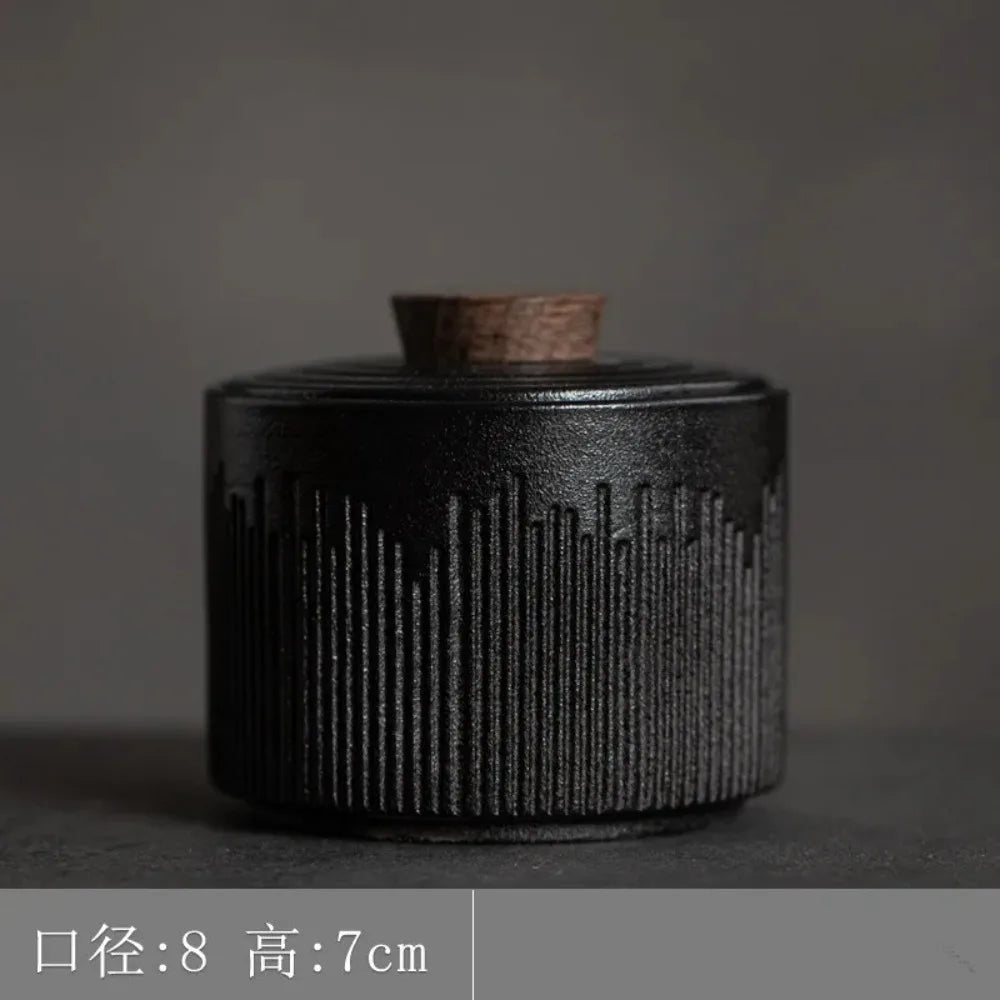 Small Tea Caddy Ceramic Jar Coffee Can Tea