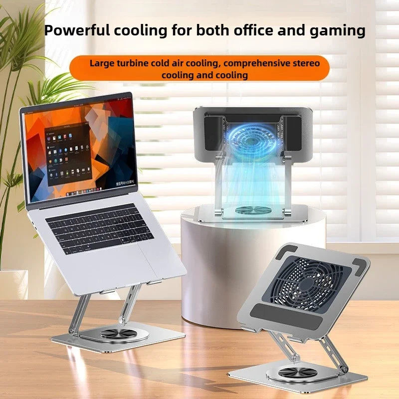Rotating Laptop Cooling Rack Fan Elevated Cooling Base