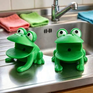 Frog-Shaped Sponge Dish Brush Holder Drainage System Storage