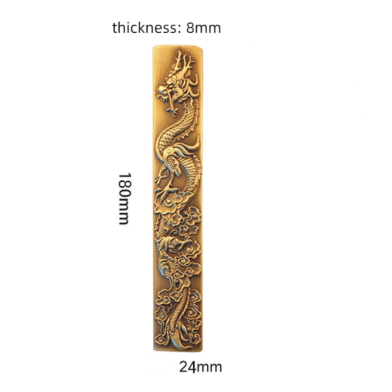 Chinese Style Brass Paperweight Antique Hand Painting Calligraphy