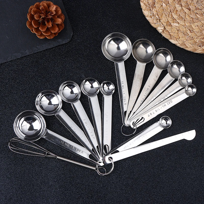 4/6/8pcs Stainless Steel Measuring Spoon Integrated Scale