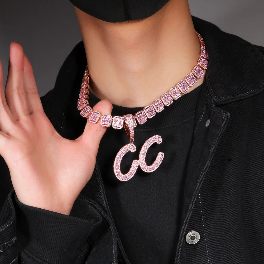 Uwin Custom Name Pendant Brush Cursive Letter Necklace