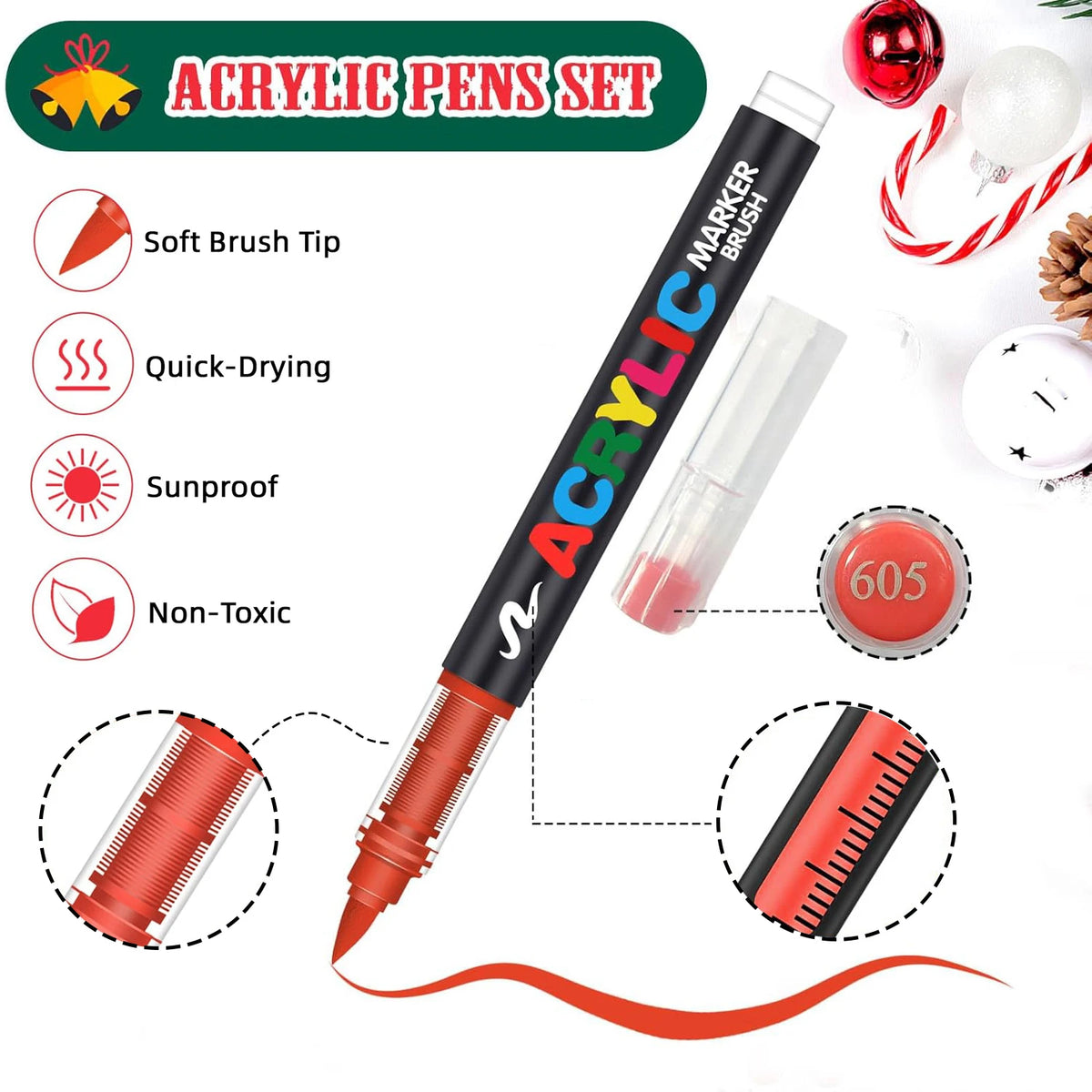 12-366 Colors Acrylic Painting Marker Waterproof Acrylic Brush