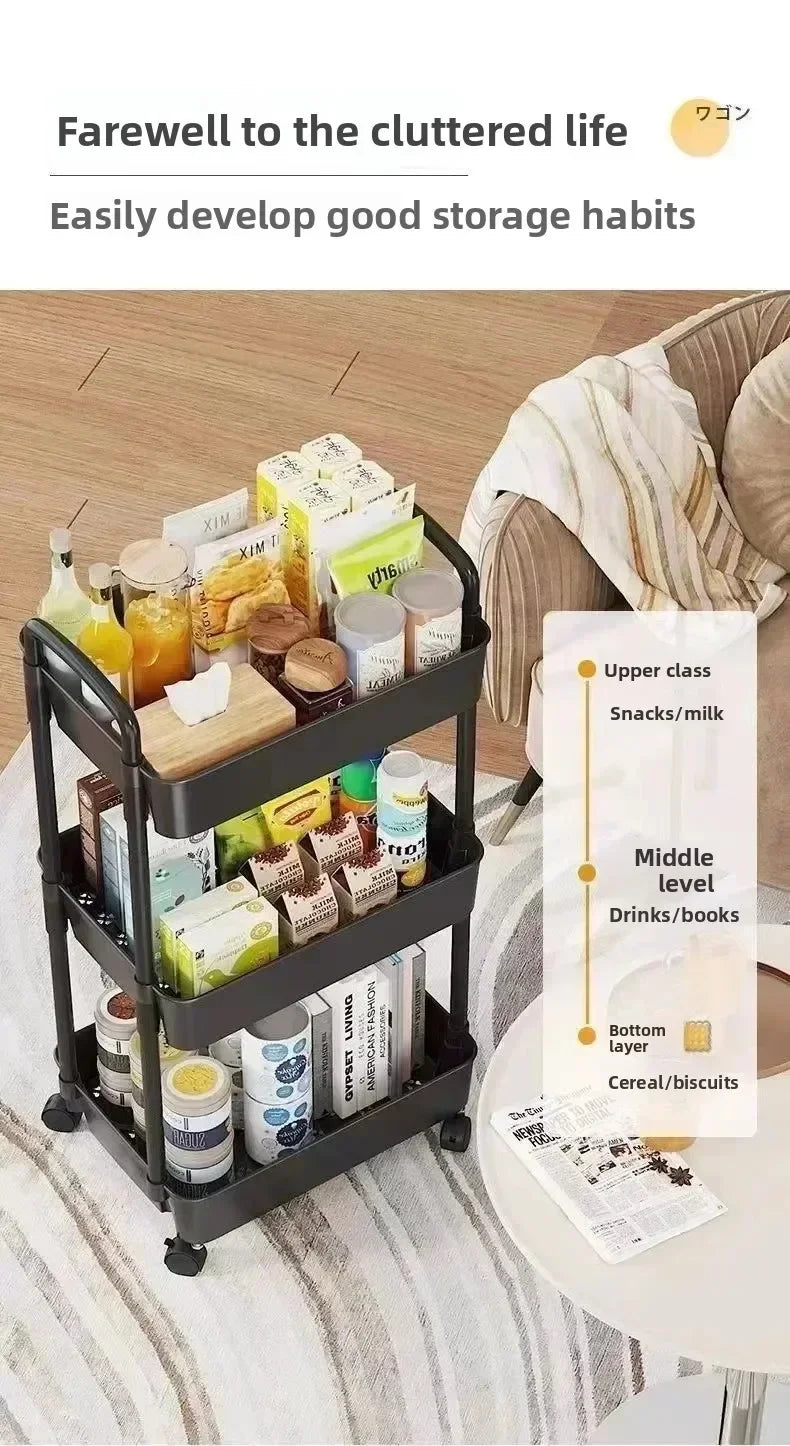 Tier Rolling Storage Cart Wheels Slim Organizer Fruit