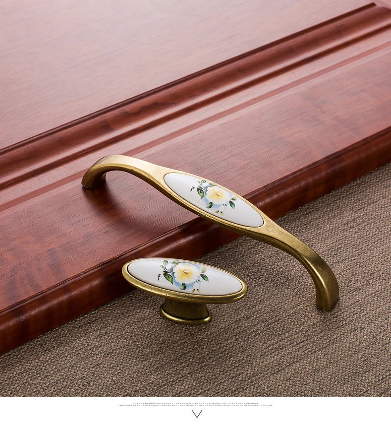Ym Green Flower Ceramic Handles Cabinet Storage Dressers