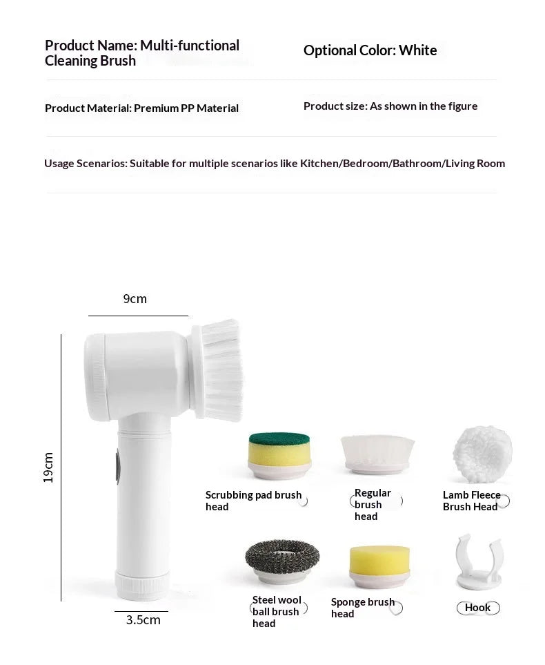 Electric Scrubber Brush Multi Use Bathroom Toilet Corner