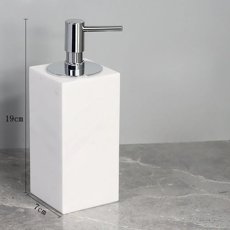 1pc White Natural Marble Bathroom Luxury Soap Dispenser