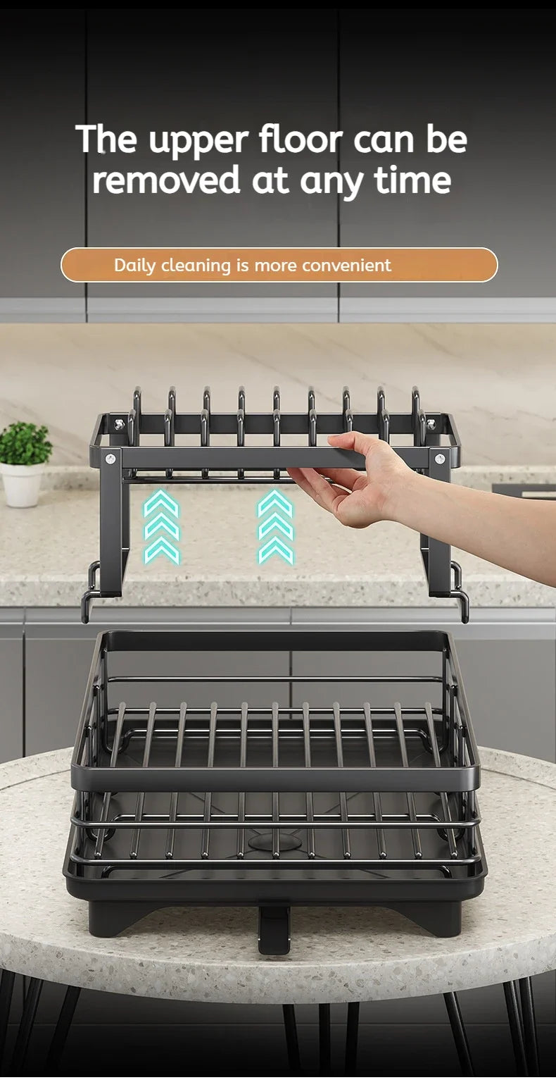 Adjustable Over-Sink Dish Rack Stainless Steel Drain Board