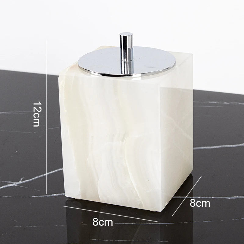 White Onyx Natural Marble Bathroom Luxury Soap Dispenser