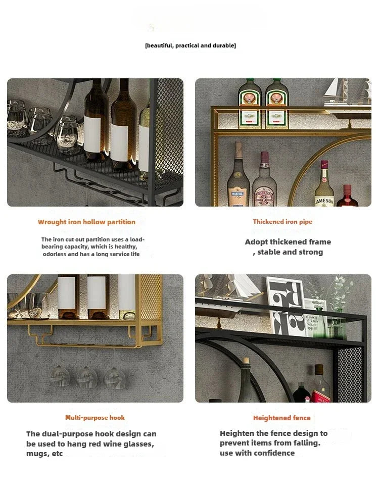Modern Wall Mount Wine Rack Holder Glass Storage