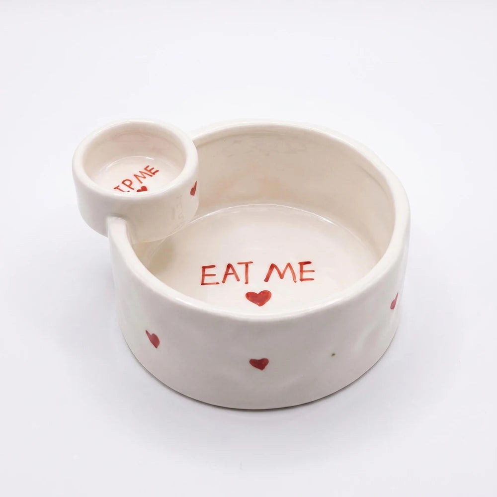 Ceramic Double Grid Dipping Sauce Bowl Creative French